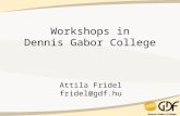 Workshops in Dennis Gabor College Attila Fridel fridel@gdf.hu fridel@gdf.hu.