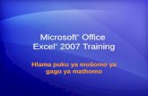 Microsoft ® Office Excel ® 2007 Training Hlama puku ya mošomo ya gago ya mathomo.