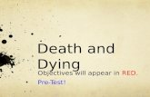 Death and Dying Objectives will appear in RED. Pre-Test!