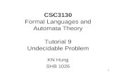 1 CSC3130 Formal Languages and Automata Theory Tutorial 9 Undecidable Problem KN Hung SHB 1026.