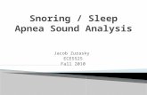Jacob Zurasky ECE5525 Fall 2010.  Goals ◦ Determine if the principles of speech processing relate to snoring sounds. ◦ Use homomorphic filtering techniques.