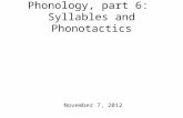 Phonology, part 6: Syllables and Phonotactics November 7, 2012.