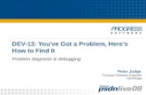 DEV-13: You've Got a Problem, Here’s How to Find It Problem diagnosis & debugging Peter Judge Principal Software Engineer OpenEdge.