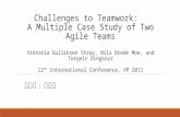 Challenges to Teamwork: A Multiple Case Study of Two Agile Teams Viktoria Gulliksen Stray, Nils Brede Moe, and Torgeir Dingsoyr 12 th International Conference,