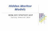 Hidden Markov Models BIOL337/STAT337/437 Spring Semester 2014.