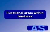 AS Functional areas within business. AS:U2 Functional areas within business Key functions in business Distribution Accounts/Fi nance Research and development.