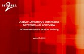 March 15, 2011 Active Directory Federation Services 2.0 Overview InCommon Service Provider Training.
