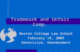 Trademark and Unfair Comp. Boston College Law School February 18, 2009 Genericism, Abandonment.
