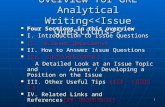 1 Overview for GRE Analytical Writing > Four Sections in this overview Four Sections in this overview I. Introduction to Issue Questions I. Introduction.