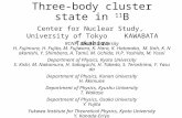 Three-body cluster state in 11 B Center for Nuclear Study, University of Tokyo KAWABATA Takahiro RCNP, Osaka University H. Fujimura, H. Fujita, M. Fujiwara,