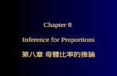 Chapter 8 Inference for Proportions 第八章 母體比率的推論. Inference for Proportions 8.1 Inference for a Population Proportion 8.2 Comparing Two Proportions.