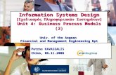 1 Information Systems Design [Σχεδιασμός Πληροφοριακών Συστημάτων] Unit 4: Business Process Models (2) Univ. of the Aegean Financial and Management