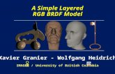 A Simple Layered RGB BRDF Model Xavier Granier - Wolfgang Heidrich IMAGER / University of British Columbia.