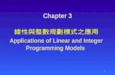 1 Chapter 3 線性與整數規劃模式之應用 Applications of Linear and Integer Programming Models.