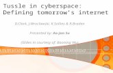 Tussle in cyberspace: Defining tomorrow ’ s internet D.Clark, J.Wroclawski, K.Sollins & R.Braden Presented by: Ao-Jan Su (Slides in courtesy of: Baoning.