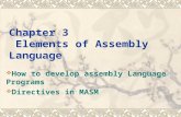 Chapter 3 Elements of Assembly Language  How to develop assembly Language Programs  Directives in MASM.