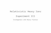 Relativistic Heavy Ions Experiment III Strangeness and Heavy Flavour.