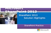 Microsoft ® Official Course Microsoft SharePoint 2013 SharePoint Practice SharePoint 2013 Solution Highlights.