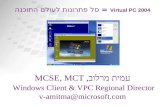 Virtual PC 2004 = סל פתרונות לעולם התוכנה עמית מרלוב, MCSE, MCT Windows Client & VPC Regional Director v-amitma@microsoft.com.