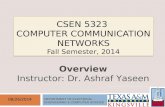 CSEN 5323 COMPUTER COMMUNICATION NETWORKS Fall Semester, 2014 08/26/2014 Overview Instructor: Dr. Ashraf Yaseen DEPARTMENT OF ELECTRICAL ENGINEERING &