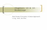 Chapters 13 & 14: Brokerage Real Estate Principles: A Value Approach Ling and Archer.