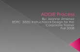 The ADDIE Process stands for Analysis, Design, Development, Implementation and Evaluation.  Traditionally used by instructional designers as a step-by-step.