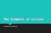 The Elements of Culture International Marketing. Warm-up  In your own words define what you think culture is.  What is the culture of Ballantyne?