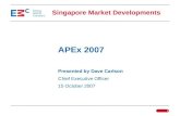 1 Singapore Market Developments APEx 2007 Presented by Dave Carlson Chief Executive Officer 15 October 2007.