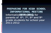 Informational Meeting for parents of 6 th, 7 th, 8 th and 9 th grade students for school year 2011-2012.
