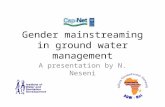 Gender mainstreaming in ground water management A presentation by N. Neseni.
