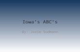 Iowa’s ABC’s By: Jozie Sudmann. A is for Amish In Iowa Amish started in 1632. In 1692 the Amish women wore dresses the boys wore dark suits.