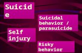 Suicide Suicidal behavior / parasuicide Self injury Risky behavior.