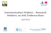 Communication Matters – Research Matters: an AAC Evidence Base April 2013.