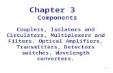 1 Chapter 3 Components Couplers, Isolators and Circulators, Multiplexers and Filters, Optical Amplifiers, Transmitters, Detectors switches, Wavelength.