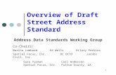 1 Overview of Draft Street Address Standard Co-Chairs: Martha LombardEd WellsHilary Perkins Spatial Focus, Inc.DC OCTOJacobs Civil, Inc. Address Data Standards.