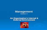 Management Session 3 Management Session 3 An Organisation’s Internal & External Environment.
