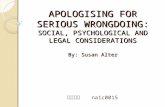 APOLOGISING FOR SERIOUS WRONGDOING: SOCIAL, PSYCHOLOGICAL AND LEGAL CONSIDERATIONS By: Susan Alter 鄭李淑珠 na1c0015.