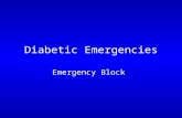 Diabetic Emergencies Emergency Block. DKA DKA PATHOPHYSIOLOGY Severe insulin deficiency increased glucagon promotes lipolysis Results in a massive increase.