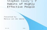 30.8.98MvdW1 7 Habits of Highly Effective People Stephen Covey's 7 Habits of Highly Effective People Presented by: Monica van der Weele.