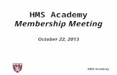 HMS Academy HMS Academy Membership Meeting October 22, 2013.