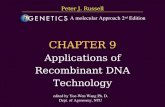 台大農藝系 遺傳學 601 20000 Chapter 8 slide 1 CHAPTER 9 Applications of Recombinant DNA Technology Peter J. Russell edited by Yue-Wen Wang Ph. D. Dept. of Agronomy,