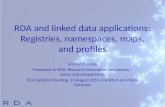 RDA and linked data applications: Registries, namespaces, maps, and profiles Gordon Dunsire Presented to RDA: Resource Description and Access – status.