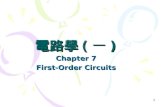 1 Chapter 7 First-Order Circuits 電路學 ( 一 ). 2 First-Order Circuits Chapter 7 7.1The Source-Free RC Circuit 7.2The Source-Free RL Circuit 7.3Singularity.