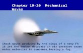 Chapter 19-20 Mechanical Waves Shock waves produced by the wings of a navy FA 18 jet.the sudden decrease in air pressure cause water molecules to condense,forming.
