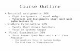 Course Outline Tutorial assignments 16% – Eight Assignments of equal weight – Tutorials and Assignments start next week (after lecture 2) Midterm Examination.