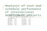 Analysis of cost and schedule performance of international development projects 951607 陳毅泰 951651 林以鈞 951610 范博鈞 951653 林耕懋 951611 吳宛儒 951654 陳俊義