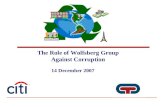 The Role of Wolfsberg Group Against Corruption 14 December 2007.