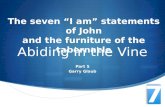 Abiding in the Vine Part 5 Garry Glaub. “I am!” This statement reveals much! It does not say, “I was!” Nor does it say, “I will be.” It points to.