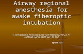 Airway regional anesthesia for awake fiberoptic intubation From Regional Anesthesia and Pain Medicine, Vol 27, No (March- April), 2002: pp 180-192 by R2.