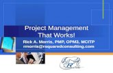 Project Management That Works! Rick A. Morris, PMP, OPM3, MCITP rmorris@rsquaredconsulting.com.